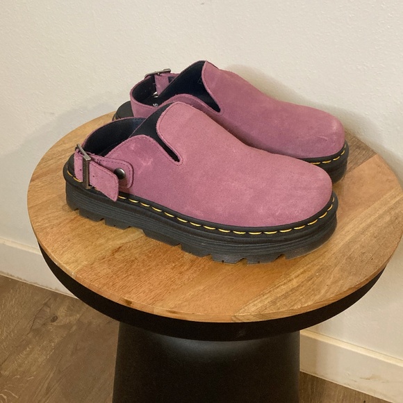 Dr. Martens Zeb Zag Chunky Sole Suede Mule Clogs in Muted Purple - Picture 7 of 12